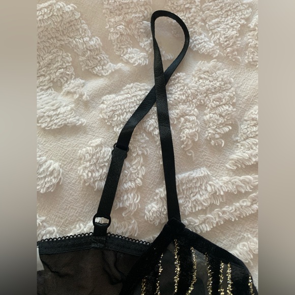 Seductivewear Body: Black Velvet & Nylon Back, Gold Animal Print Cups M - Picture 9 of 9